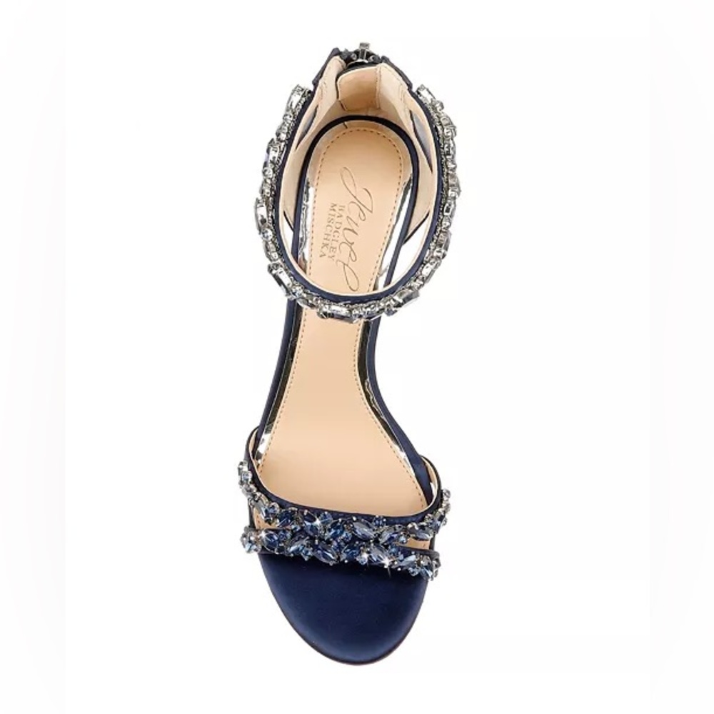 Jewel Badgley Mischka Caroline Embellished Ankle-Strap Evening Sandals